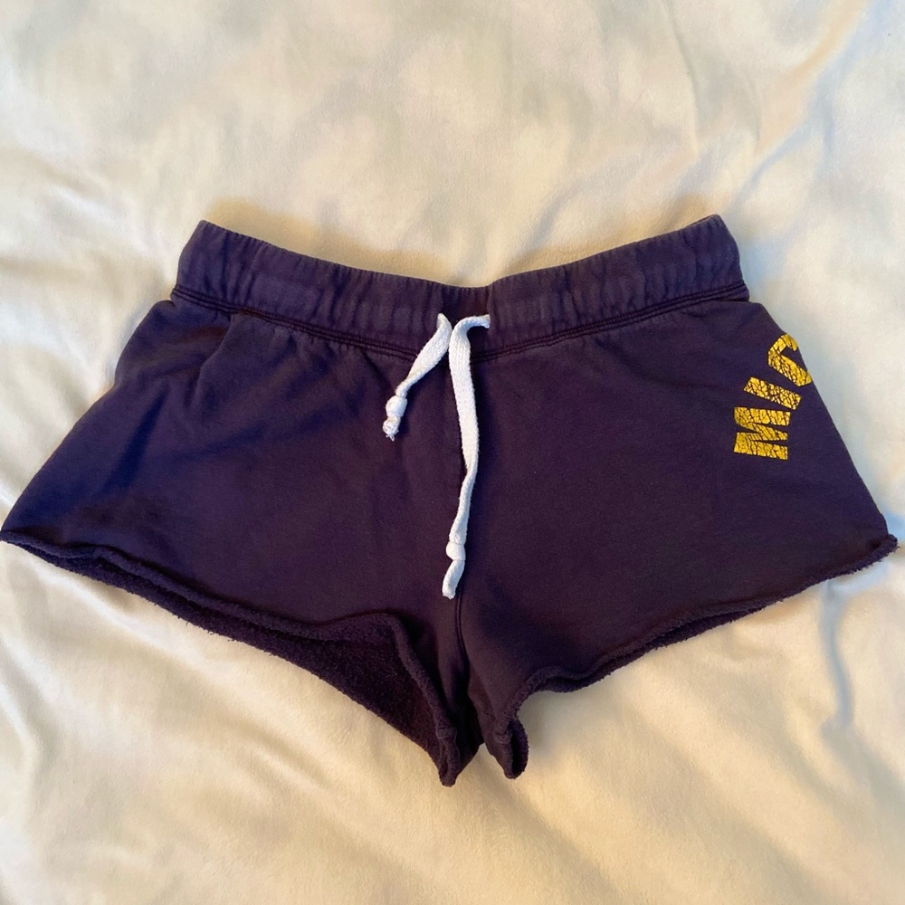Navy blue University of Michigan sweatpants shorts